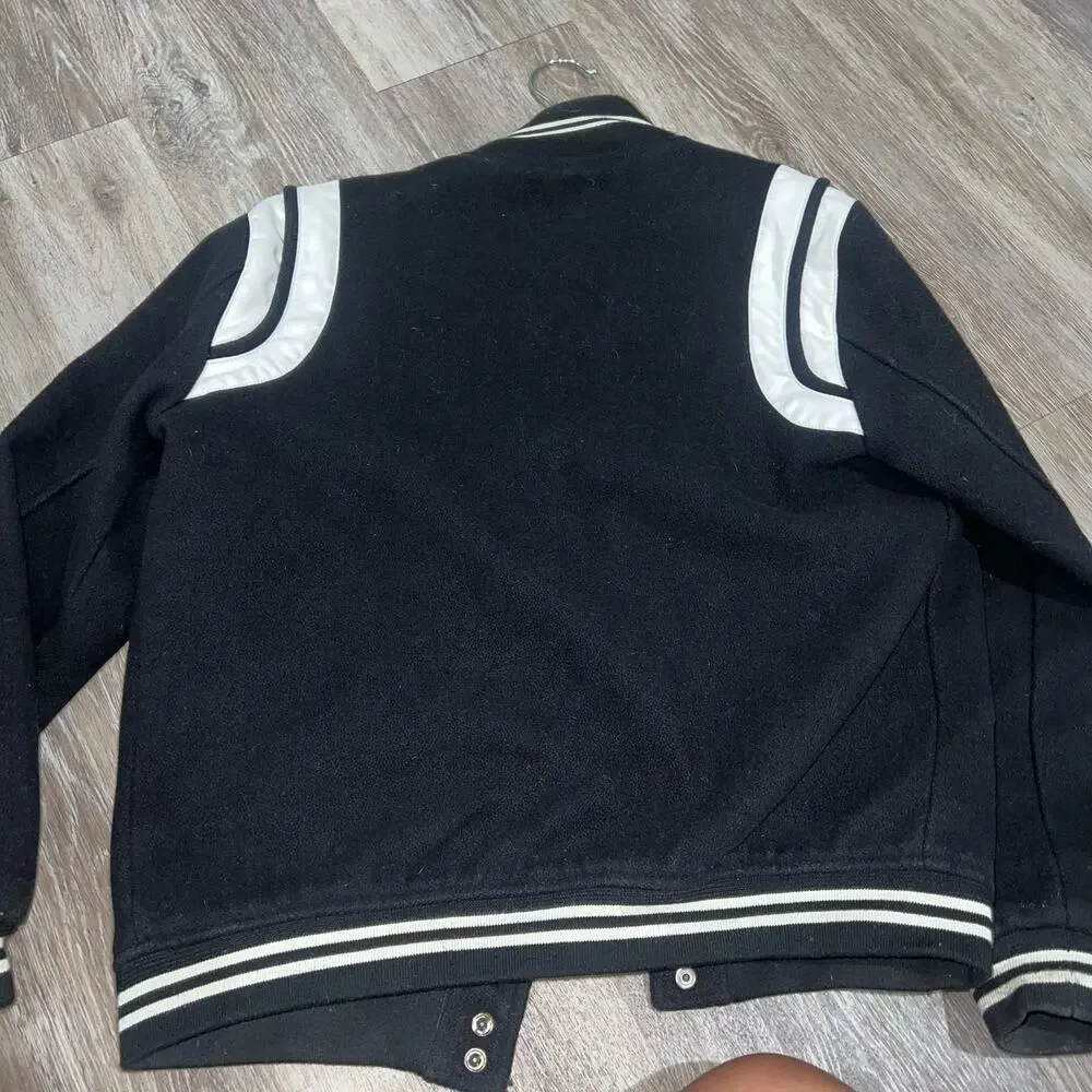 Saint Laurent Teddy Varsity Wool Black and White Jacket Size 44